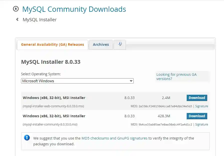 MySQL Community Download